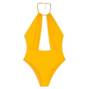WeWoreWhat Snake Chain One Piece Swimsuit Tangerine Women’s XS